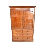 Good quality late Victorian satinwood linen press by Heal & Son