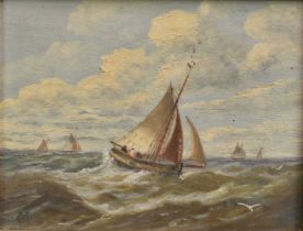 Christopher Mark Maskell (1846-1933) pair oils on canvas - Marine scenes, initialled, 18cm x 23cm, f