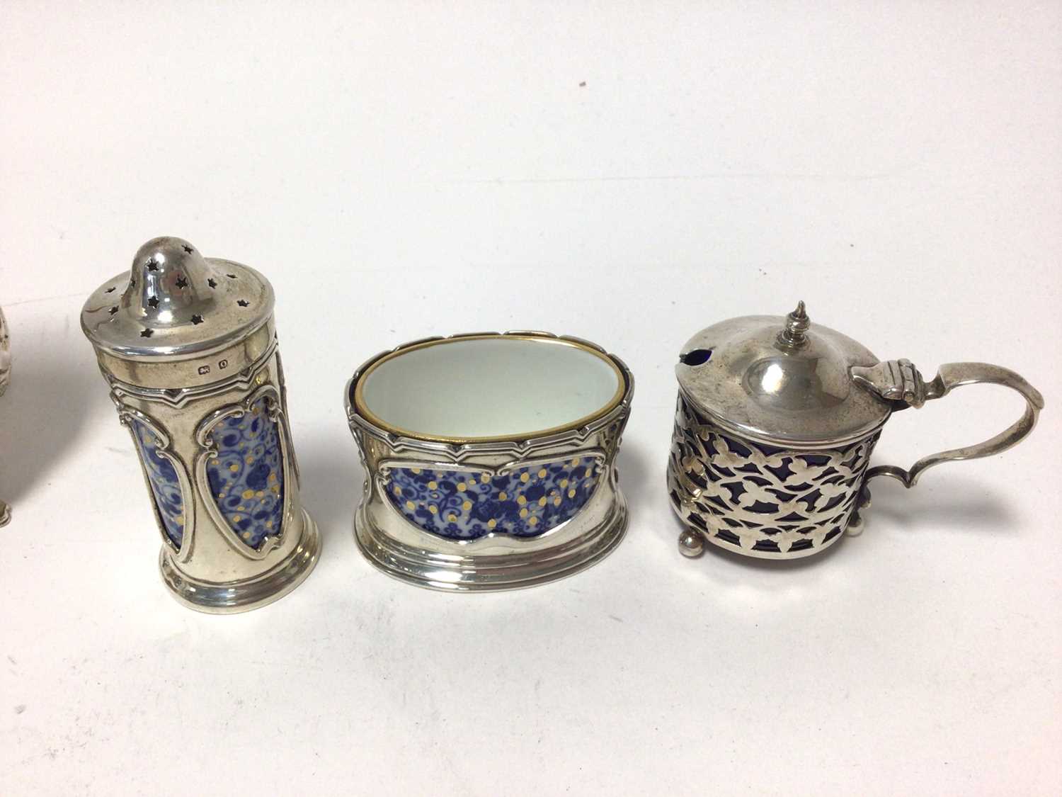 Selection of miscellaneous silver, including cream jug, wine taster, caddy, set of six glass holders - Image 5 of 5