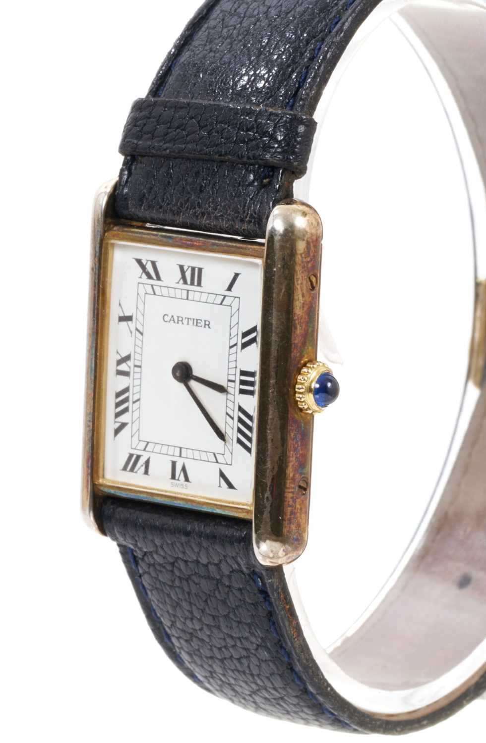 Cartier silver gilt Tank wristwatch with manual wind movement - Image 2 of 5