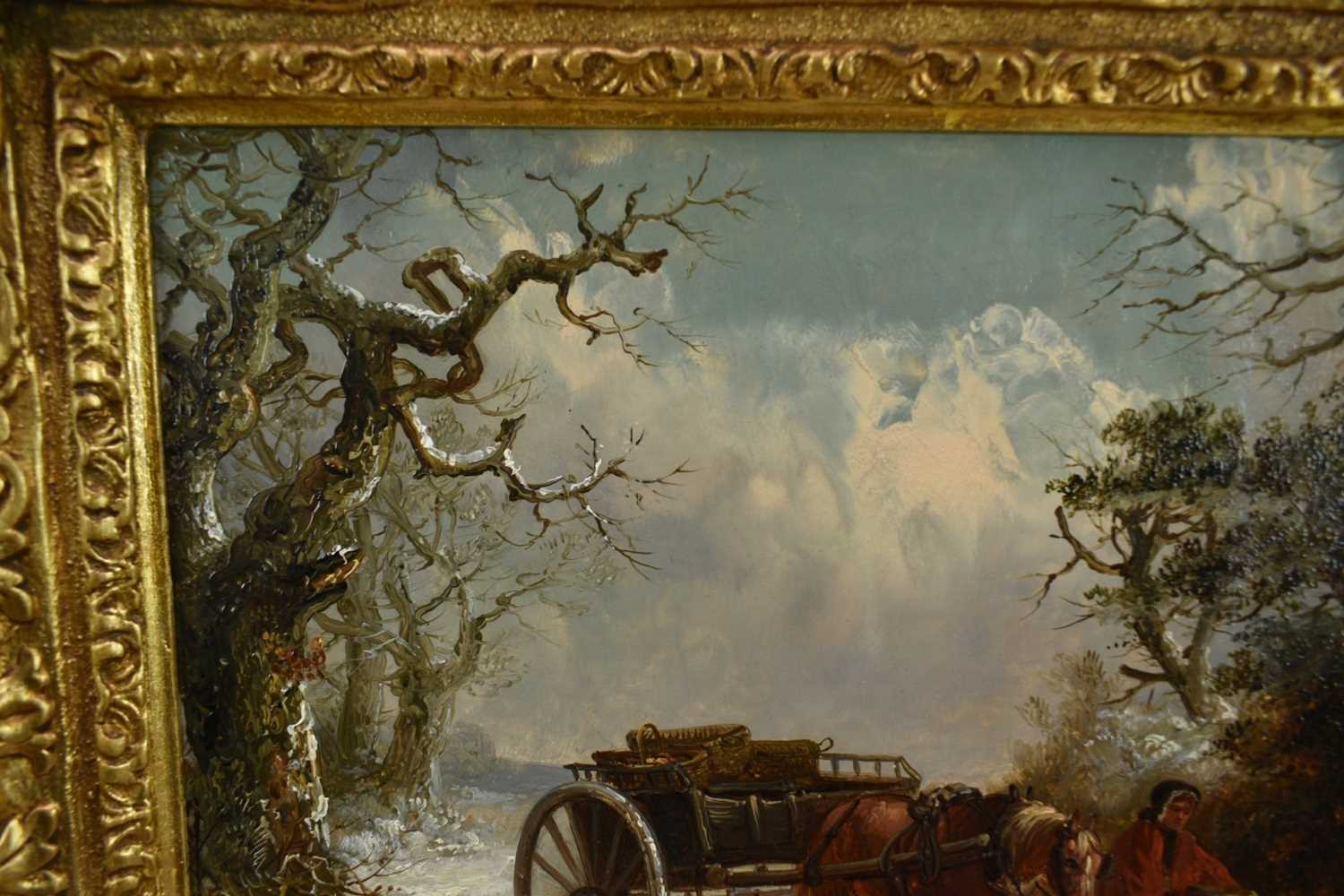 Thomas Smythe (1825-1906) oil on panel - Gathering Holly in a Snowcovered Lane, signed, 25.5cm x 38c - Image 4 of 11