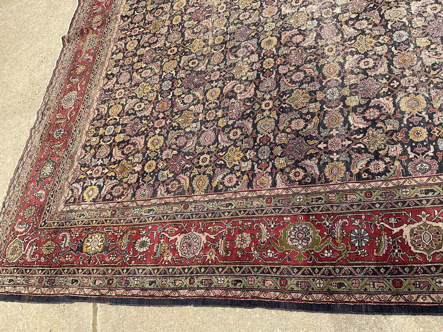 Good early Persian Bijar carpet, with allover floral knotwork on midnight blue ground, 400 x 300cm - Image 3 of 21