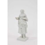 18th century white glazed porcelain figure on square base