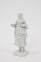 18th century white glazed porcelain figure on square base