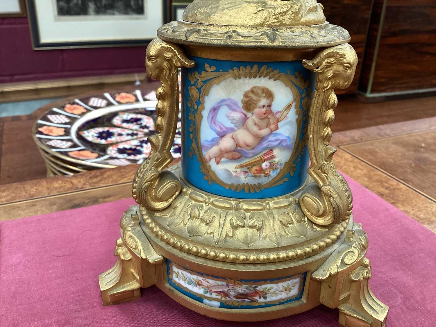 Fine quality large 19th century French ormolu clock garniture by Lerolle à Paris with Sèvres porcela - Image 18 of 26