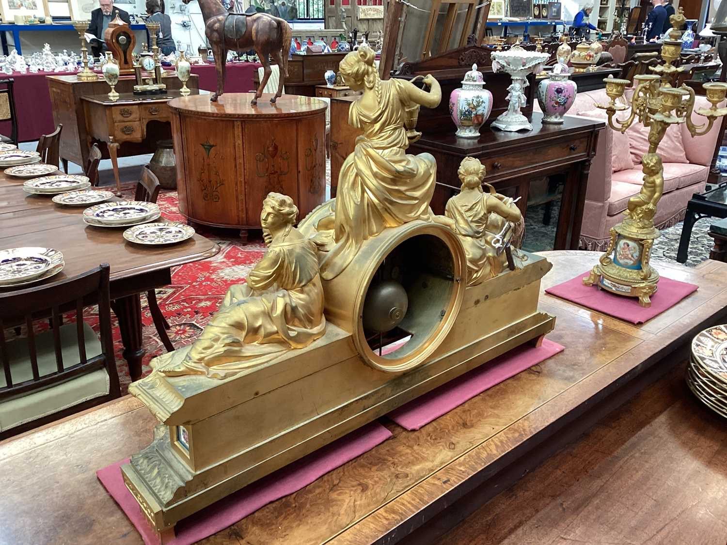 Fine quality large 19th century French ormolu clock garniture by Lerolle à Paris with Sèvres porcela - Image 13 of 26