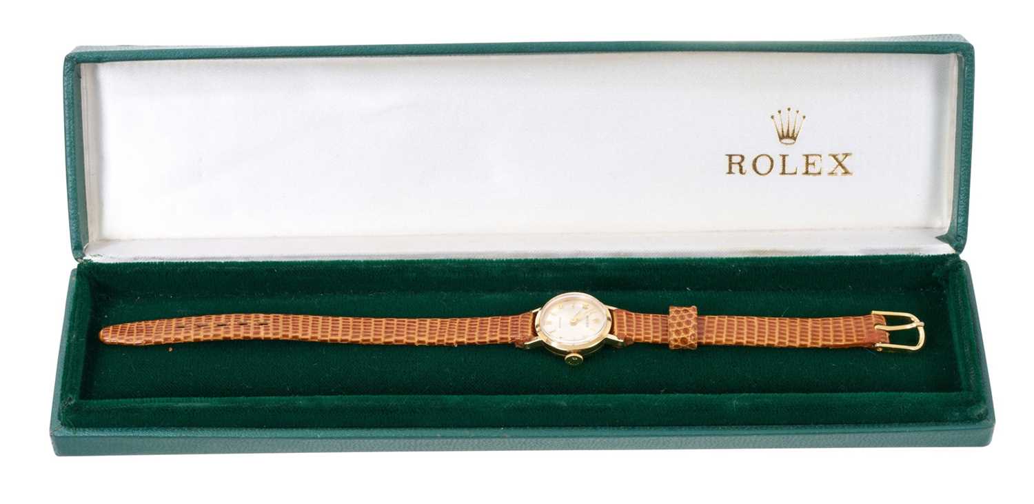 1960s ladies Rolex Precision 9ct gold wristwatch, London 1965, in original Rolex green leather box