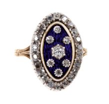 George III diamond and enamel navette form ring
