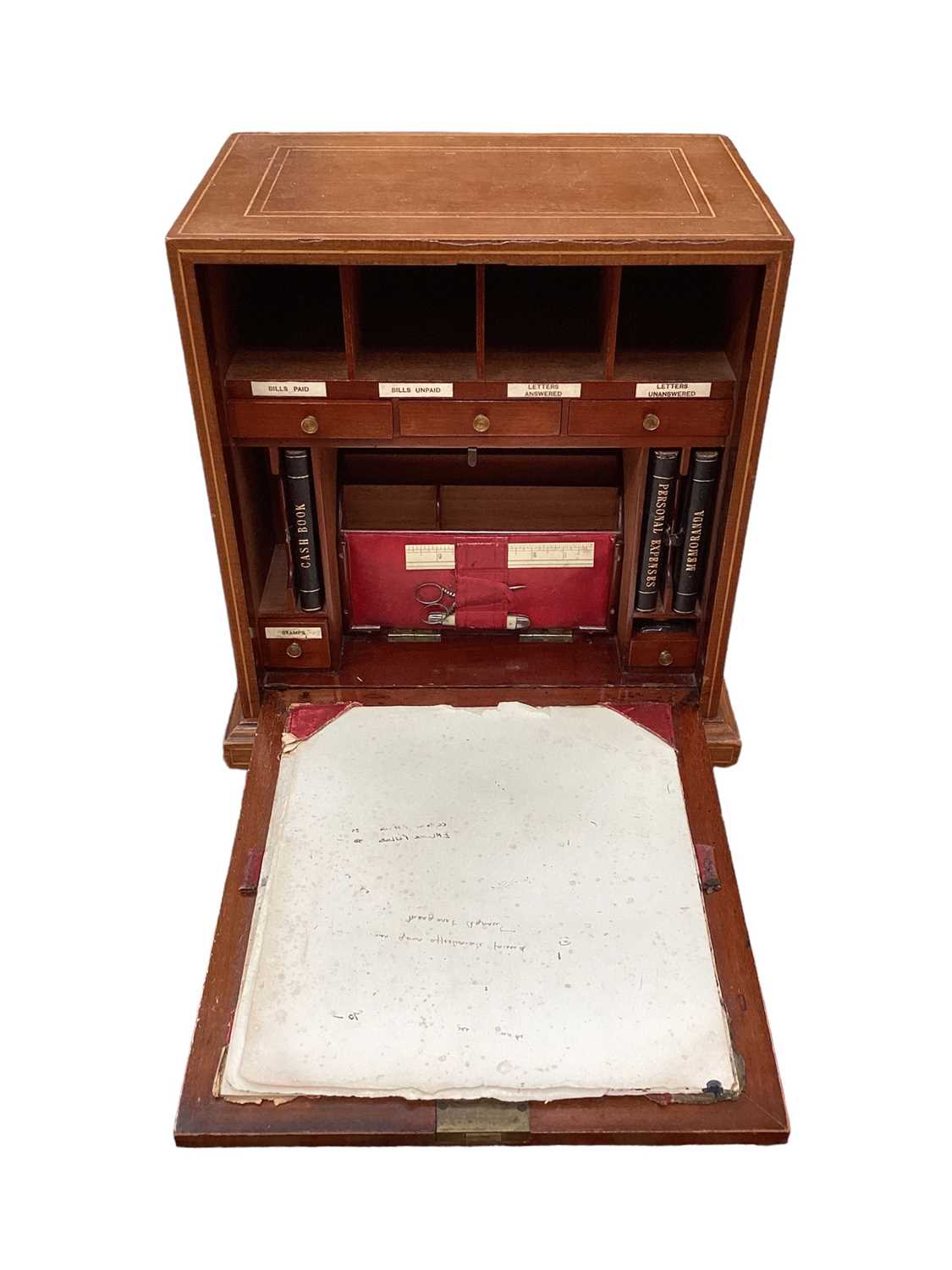 Edwardian limed mahogany desk secretaire