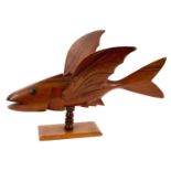 Pitcairn Islands mirowood flying fish carved by Samuel C. Young