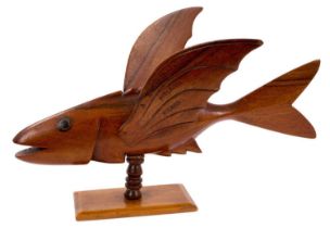 Pitcairn Islands mirowood flying fish carved by Samuel C. Young