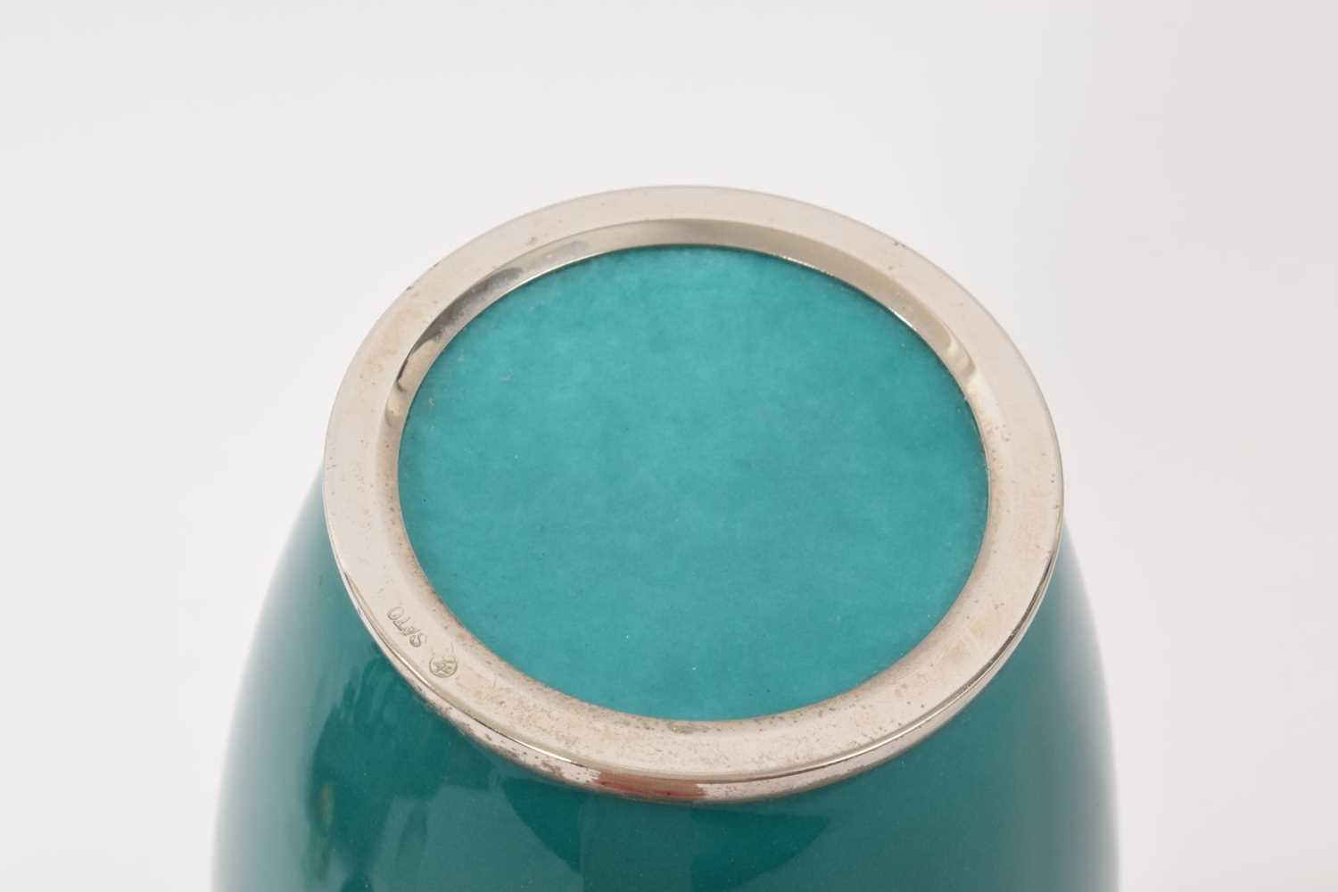 Japanese enamel green ground vase stamped Sato - Image 4 of 4