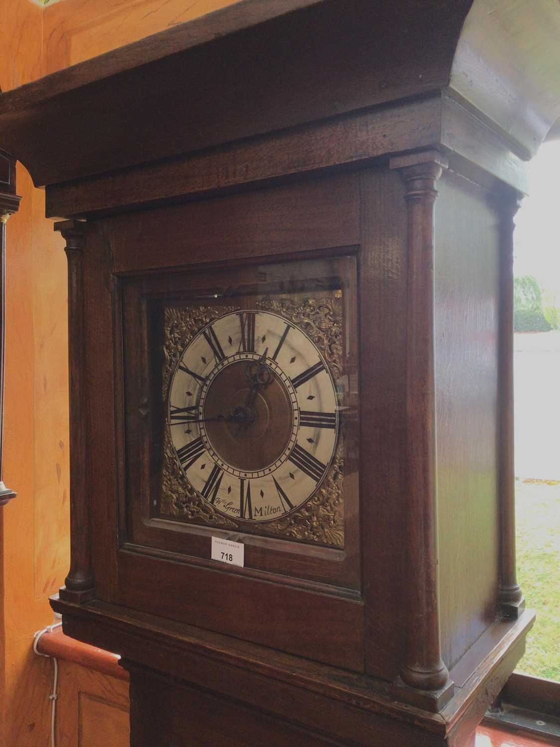 Early 18th century longcase clock by Wm. Green of Milton, 30 hour movement, with square dial, weight - Image 2 of 6