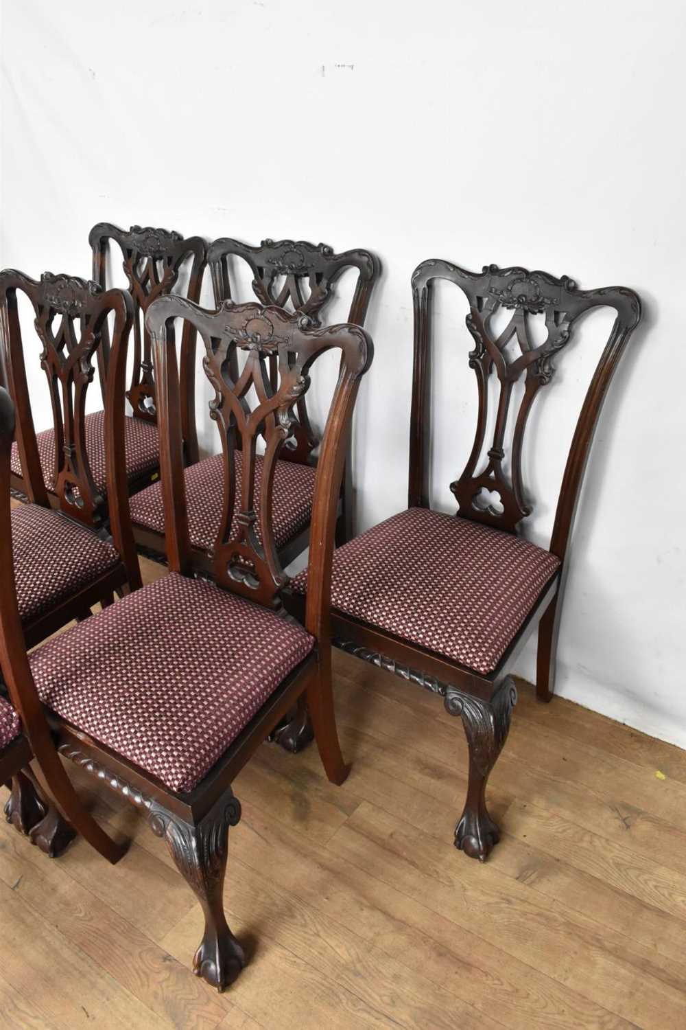 Set of six Chippendale revival mahogany dining chairs - Image 3 of 5