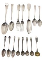 Selection of Georgian and later silver flatware,