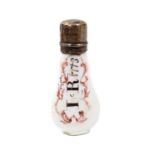 George III milk glass scent bottle, titled and dated IR 1773