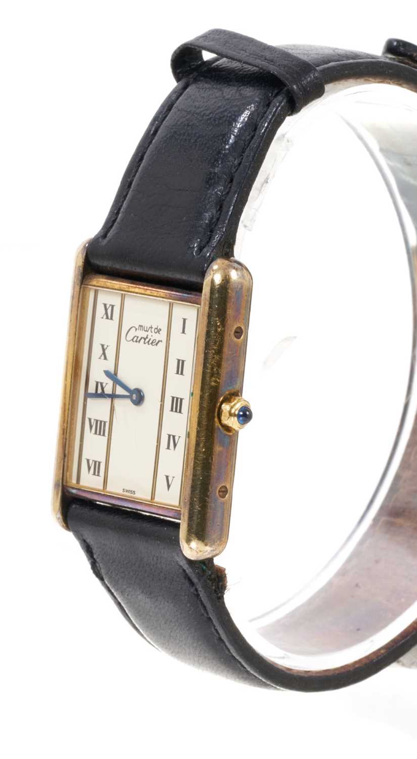 Cartier Must de Cartier Tank quartz wristwatch with leather strap - Image 2 of 5