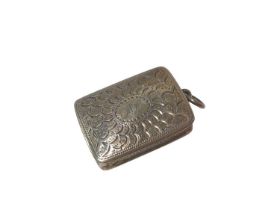 George IV silver vinaigrette of rectangular form, with suspension ring