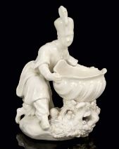 Bow sweetmeat figure, in the white, of a man in Turkish costume, after a Meissen original, circa 175