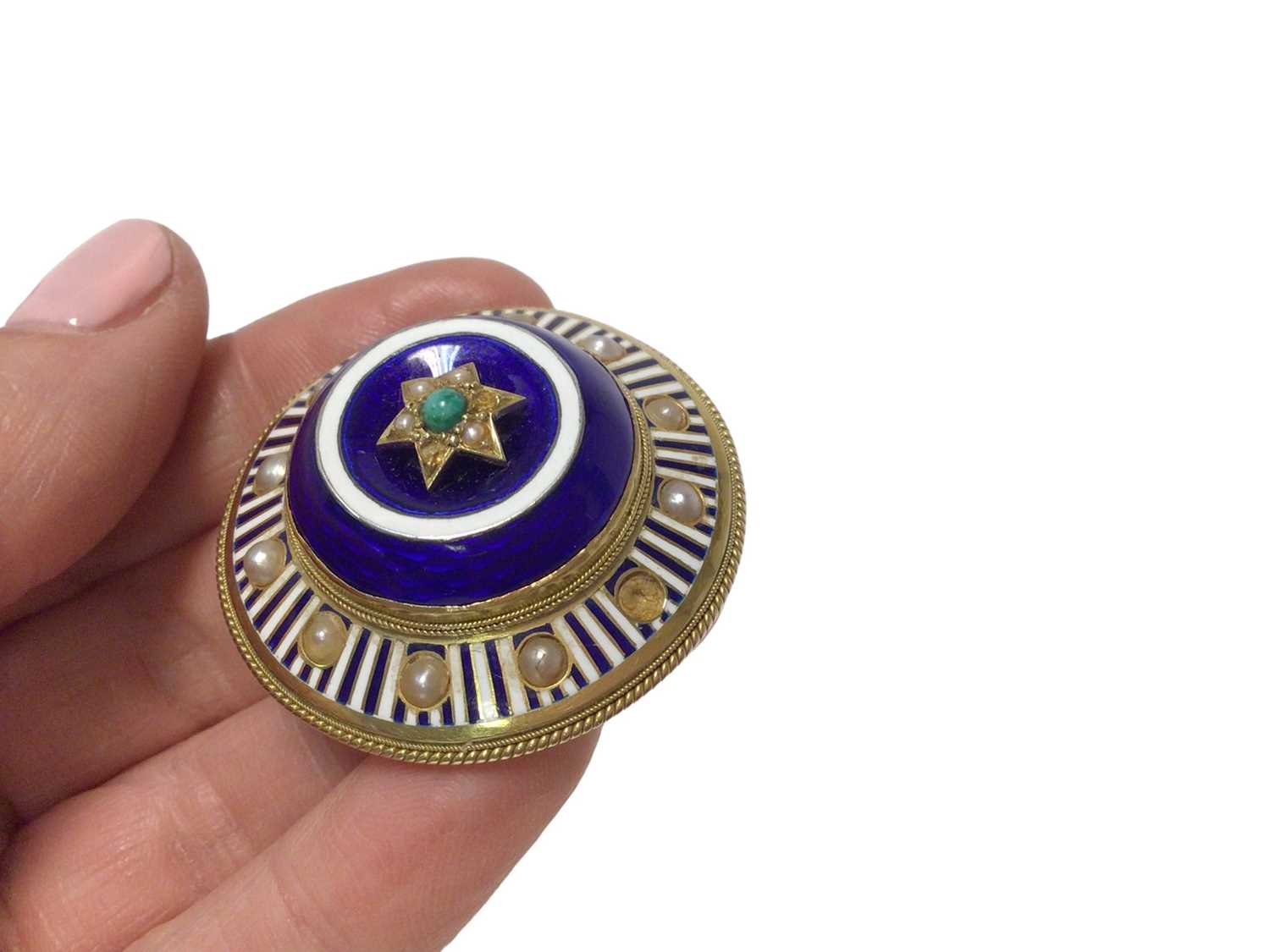 Victorian gold and enamel circular target brooch - Image 3 of 4