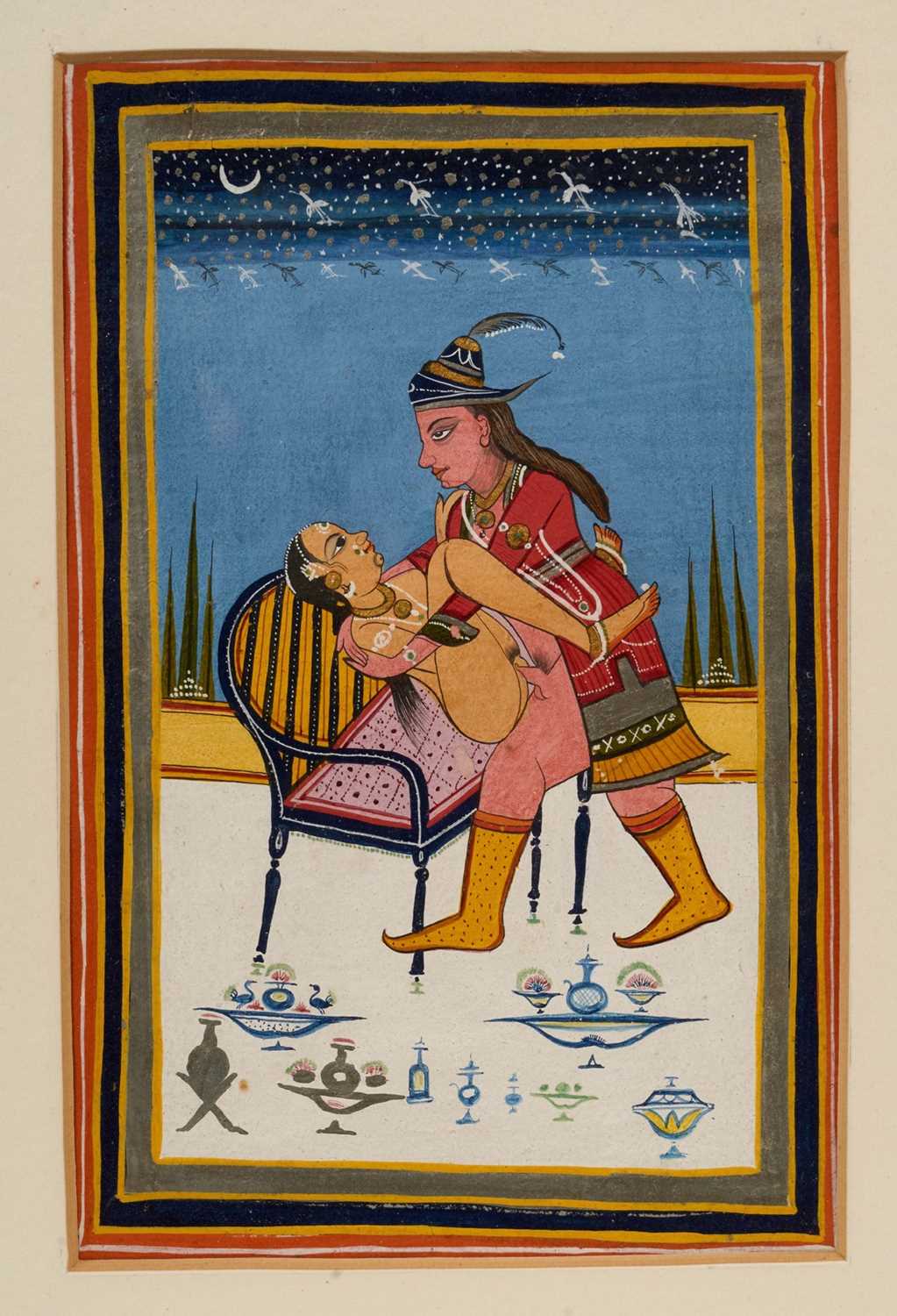Two Indo-Persian erotic gouache pictures