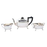 1930s silver Art Deco style three-piece tea set