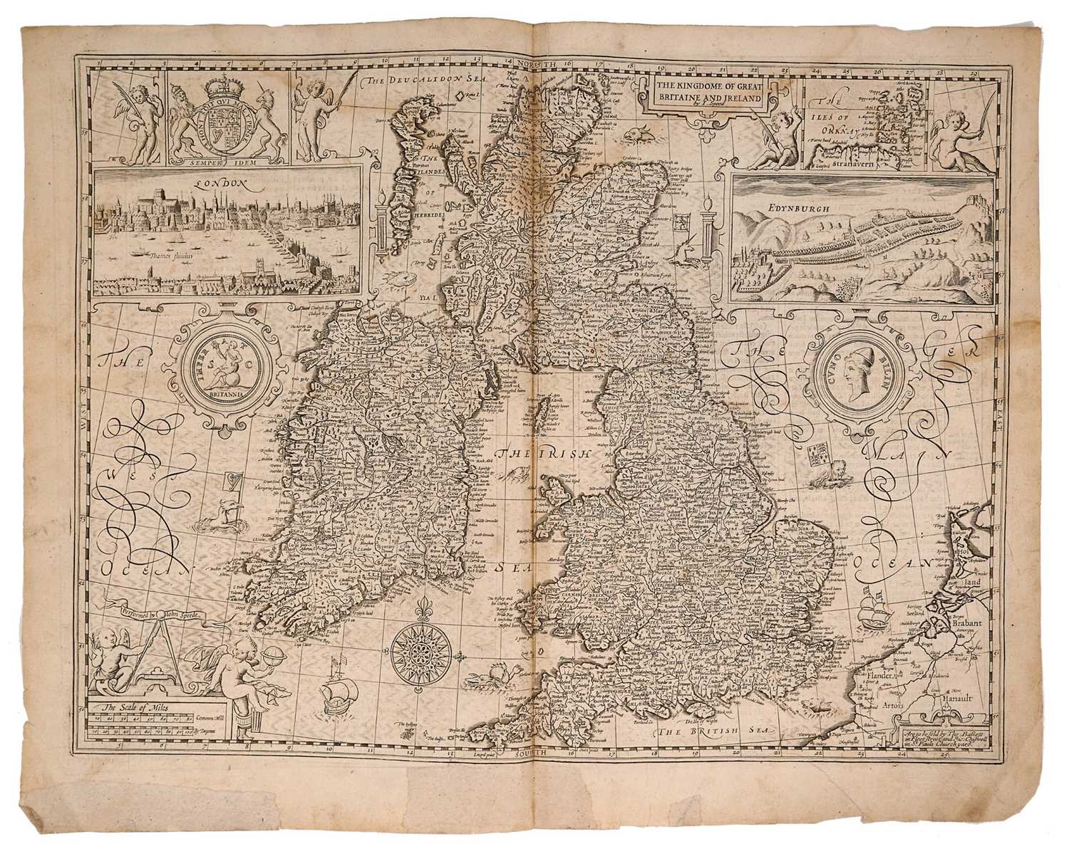 John Speed -17th century engraved map of British Isles