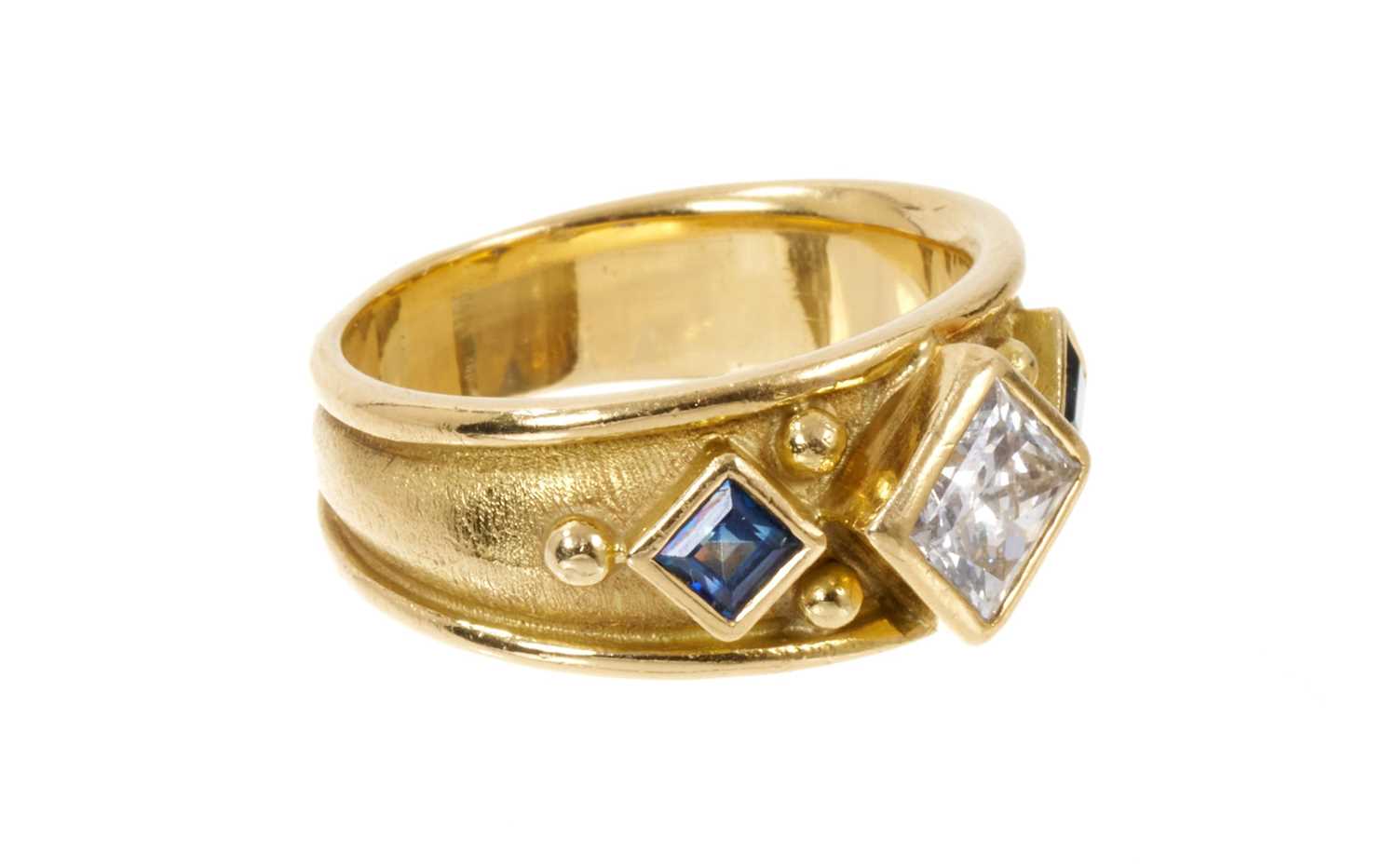 Diamond and sapphire Templar ring - Image 2 of 3