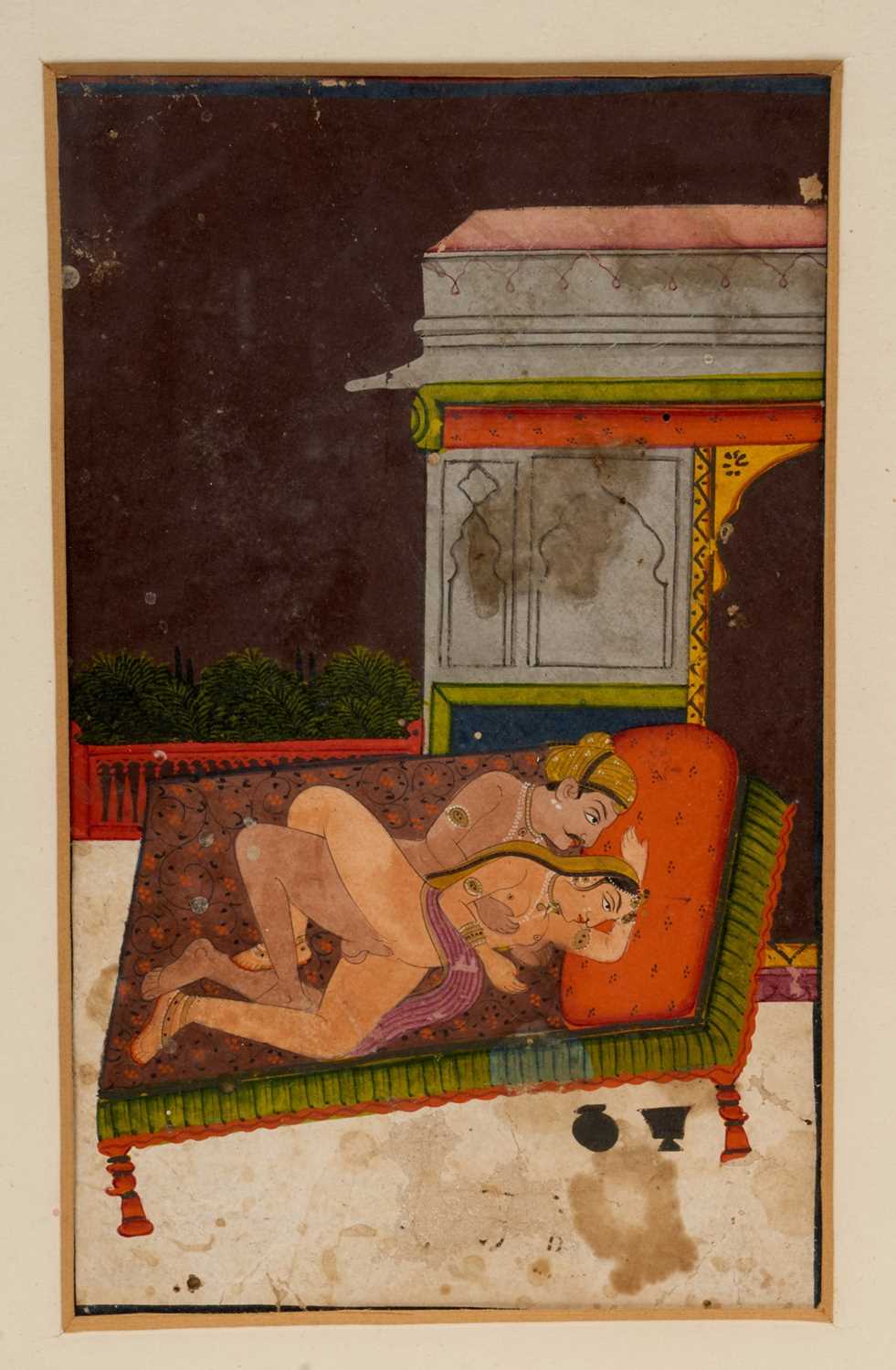 Two Indo-Persian erotic gouache pictures - Image 2 of 2