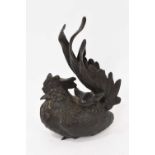 19th century bronze sculpture of a chicken with chick