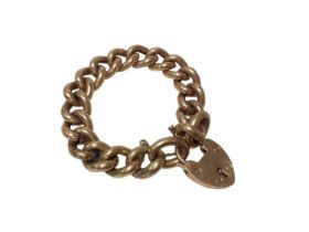 Edwardian 15ct rose gold curb link bracelet with padlock clasp.