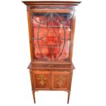 Edwardian satinwood and polychrome painted display cabinet