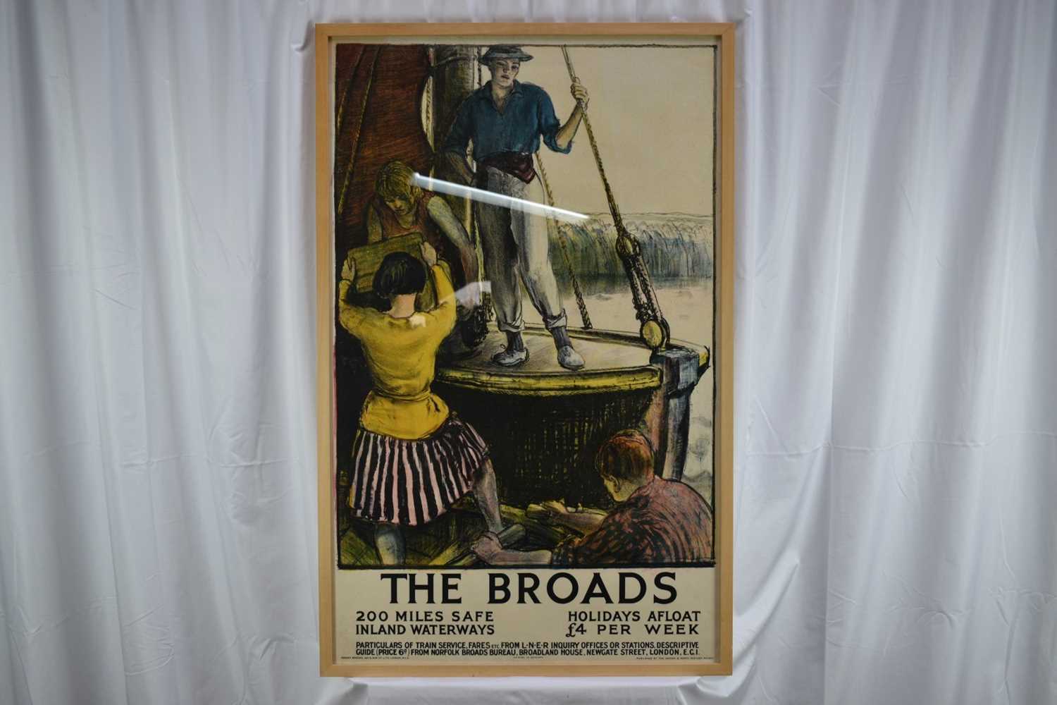 *Gerald Spencer Pryse (1882-1956) Norfolk L.N.E.R travel poster - The Broads, 101cm x 62.5cm, in gla - Image 2 of 5
