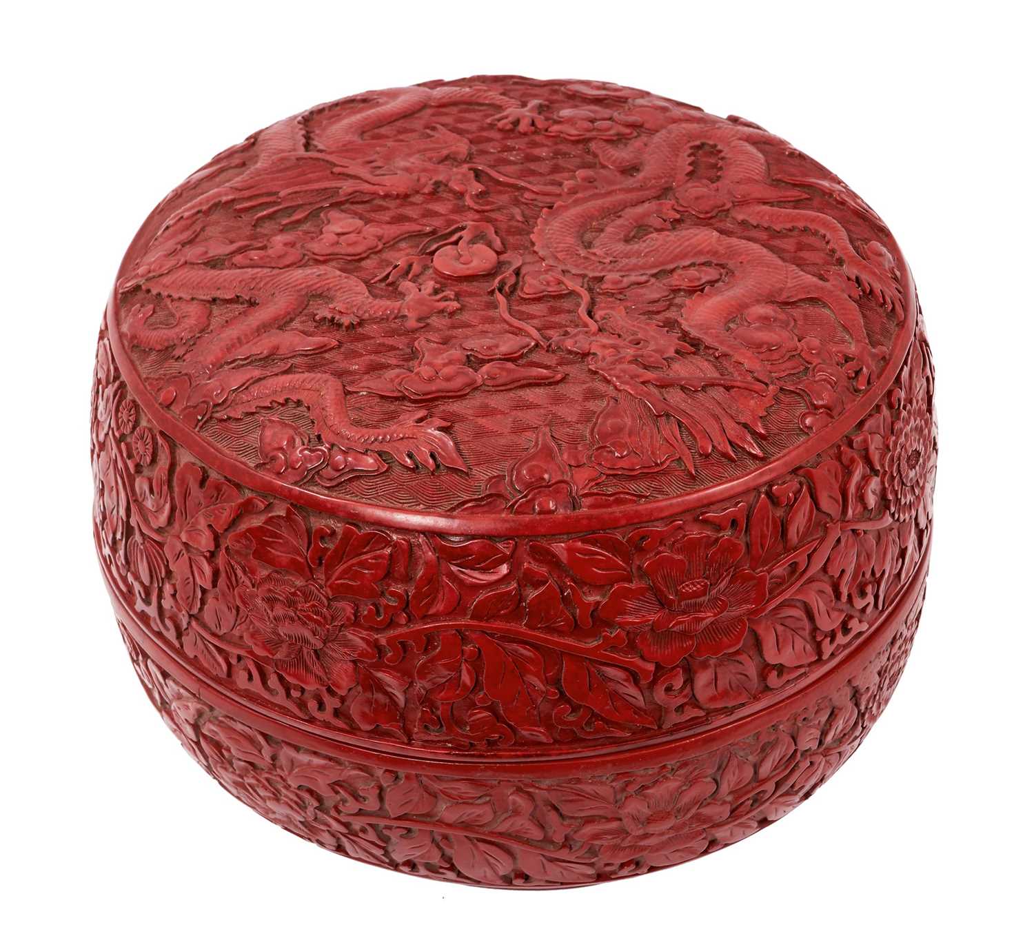 A Chinese box and cover decorated with dragons, Qianlong mark but later