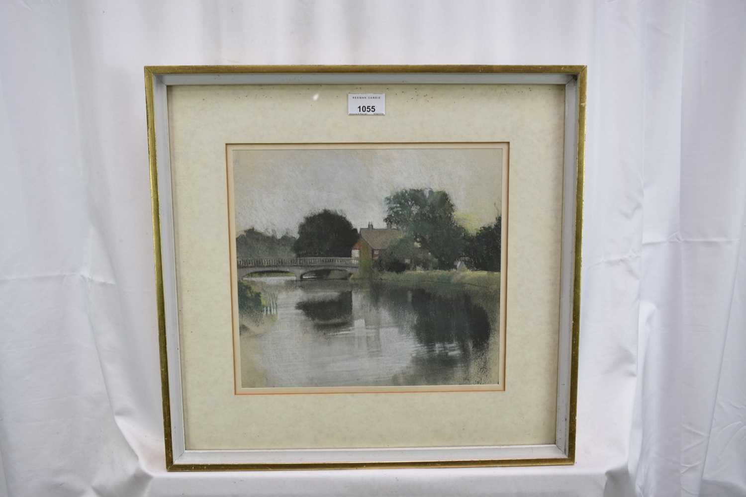 John Nichol (b.1943) pastel - Ballingdon Bridge Sudbury, signed with initials, 26cm x 28cm, in glaze - Image 2 of 4