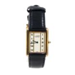 Cartier Must de Cartier Tank quartz wristwatch with leather strap