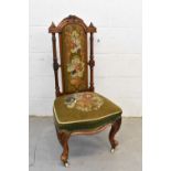 Victorian walnut and tapestry side chair