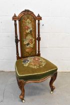 Victorian walnut and tapestry side chair