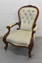 Victorian button upholstered armchair