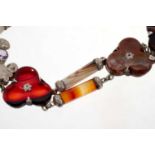 19th century Scottish hardstone, agate and gem set silver necklace, 41cm long