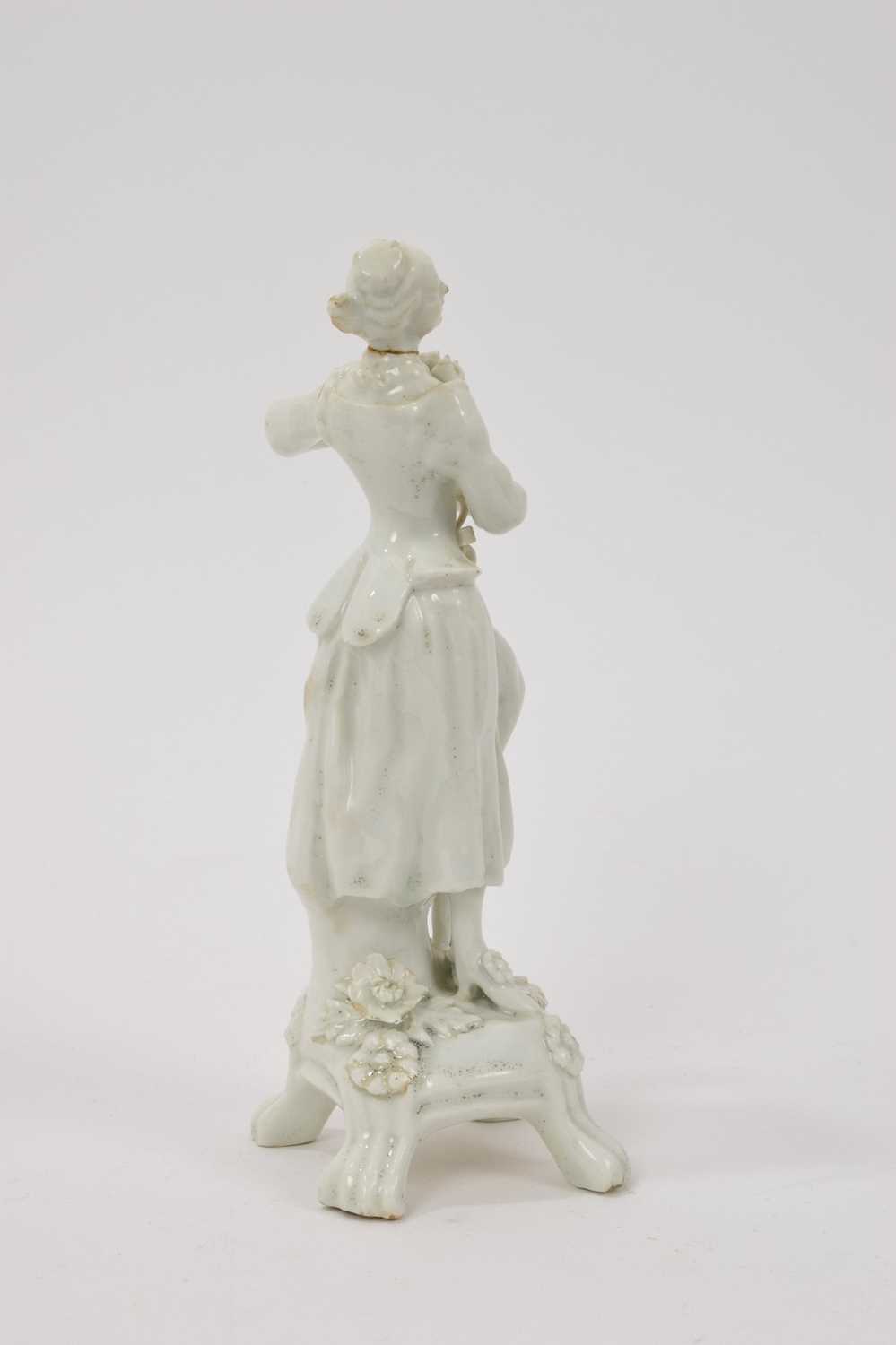 Lowestoft white glazed figure of a female lute player - Image 3 of 4