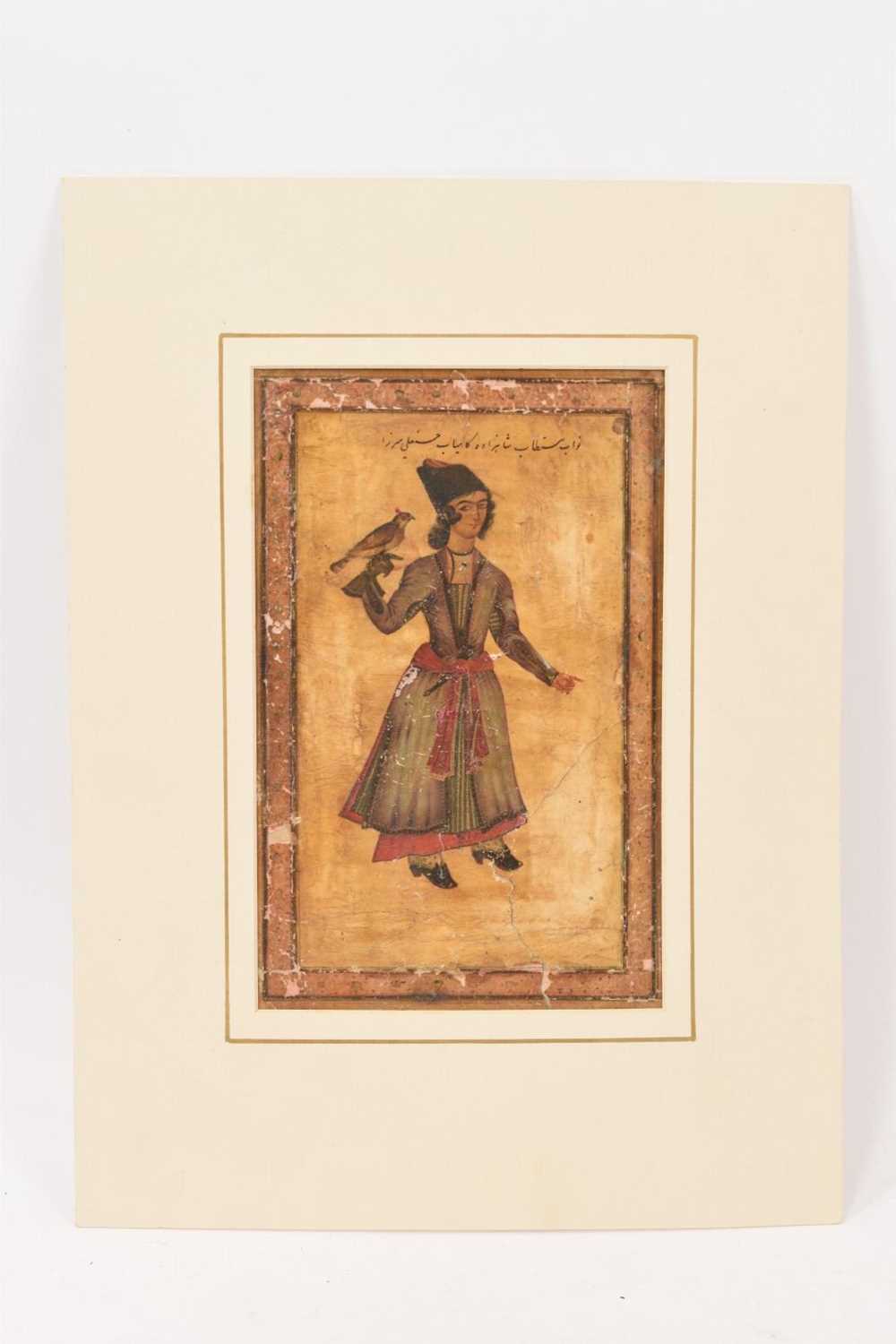 18th / 19th century Persian gouache of a Qatar Prince - Image 2 of 3