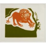 *Edward Bawden (1903-1989) signed limited edition linocut - Lion and Zebra, 15/75, 50cm x 59cm, in g