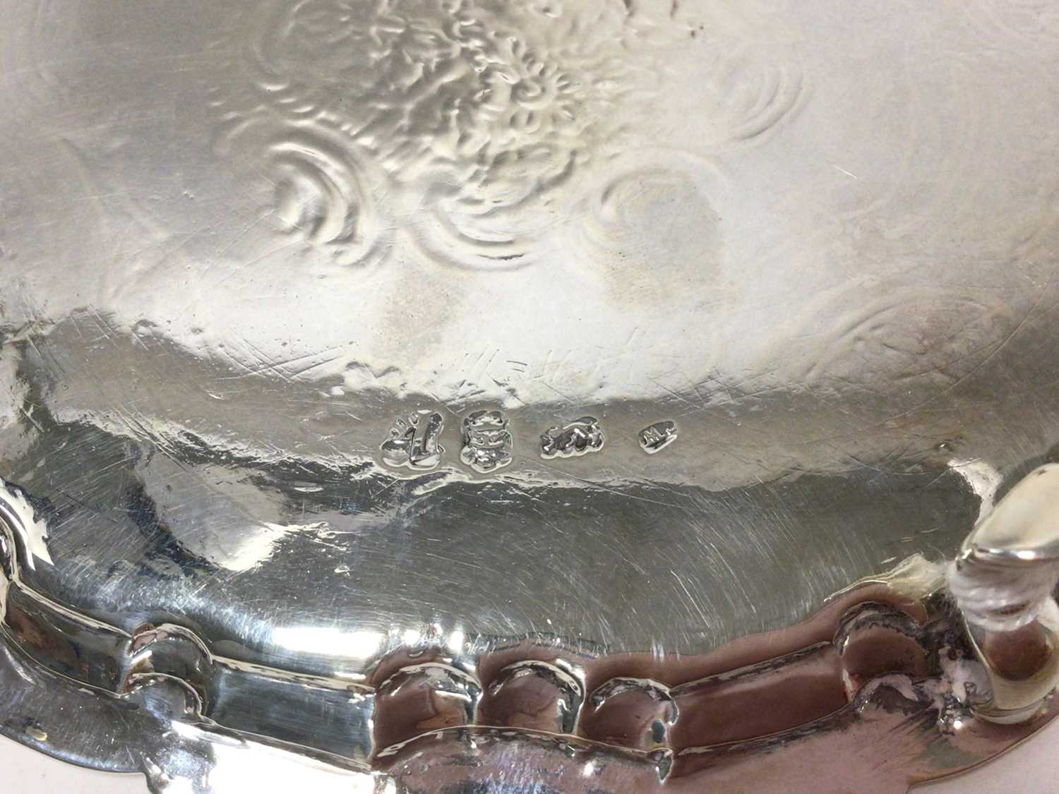 Georgian silver card tray, later engraved - Image 3 of 3
