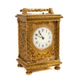 Good quality late 19th century French repeating carriage clock