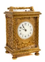 Good quality late 19th century French repeating carriage clock