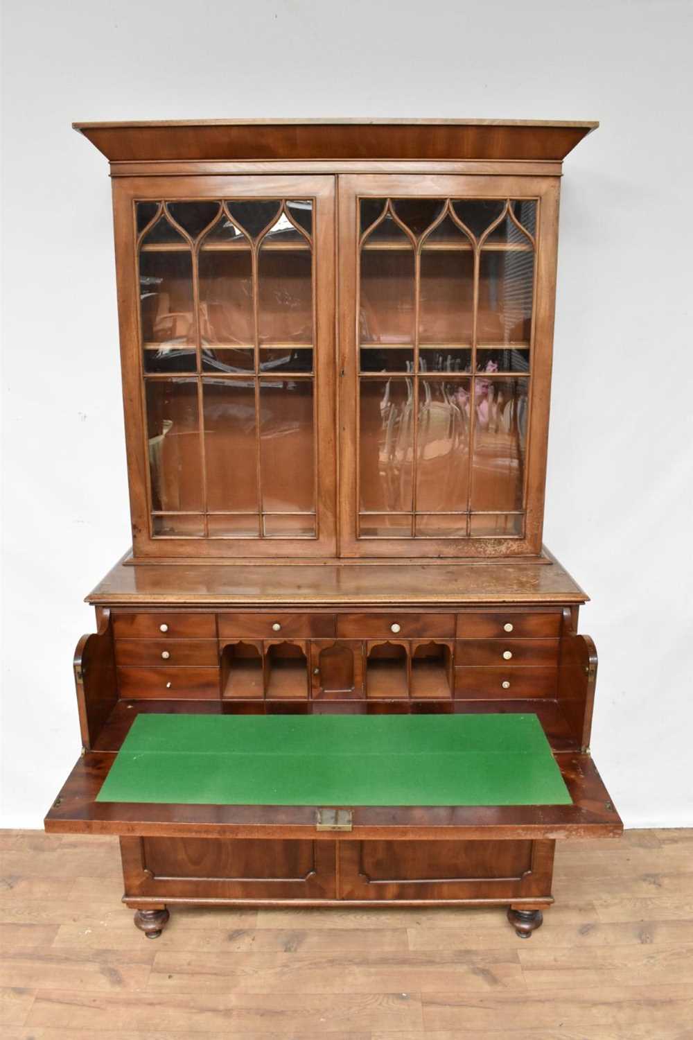 Early Victorian mahogany two height secretaire bookcase - Image 5 of 7