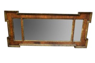 George I style walnut and gilt decorated landscape wall mirror