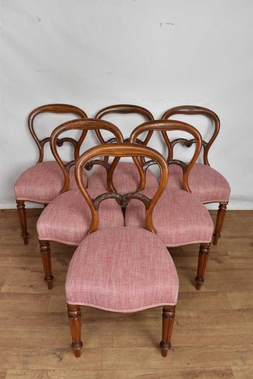 Set of six Victorian mahogany balloon back dining chairs - Image 2 of 2