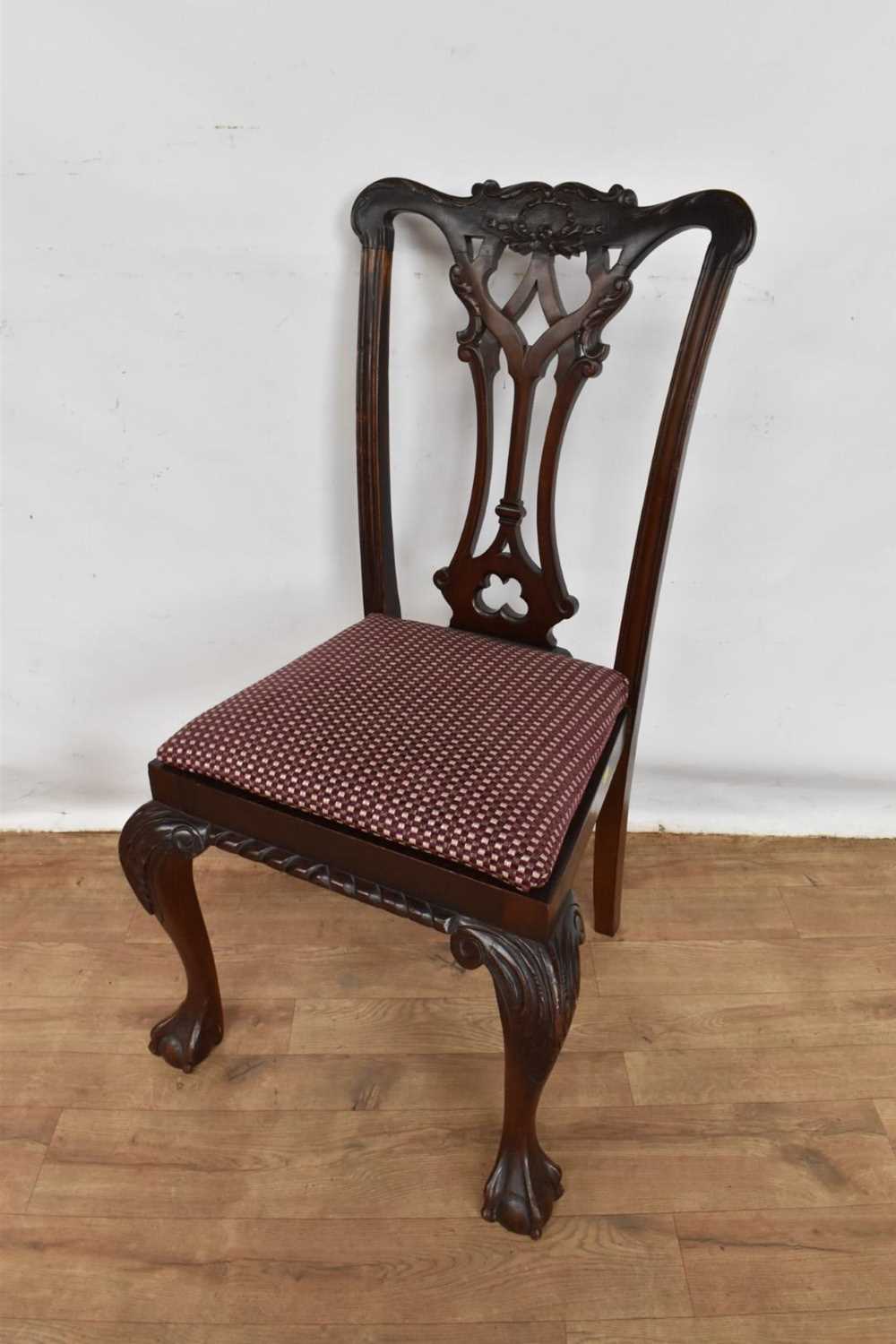 Set of six Chippendale revival mahogany dining chairs - Image 4 of 5